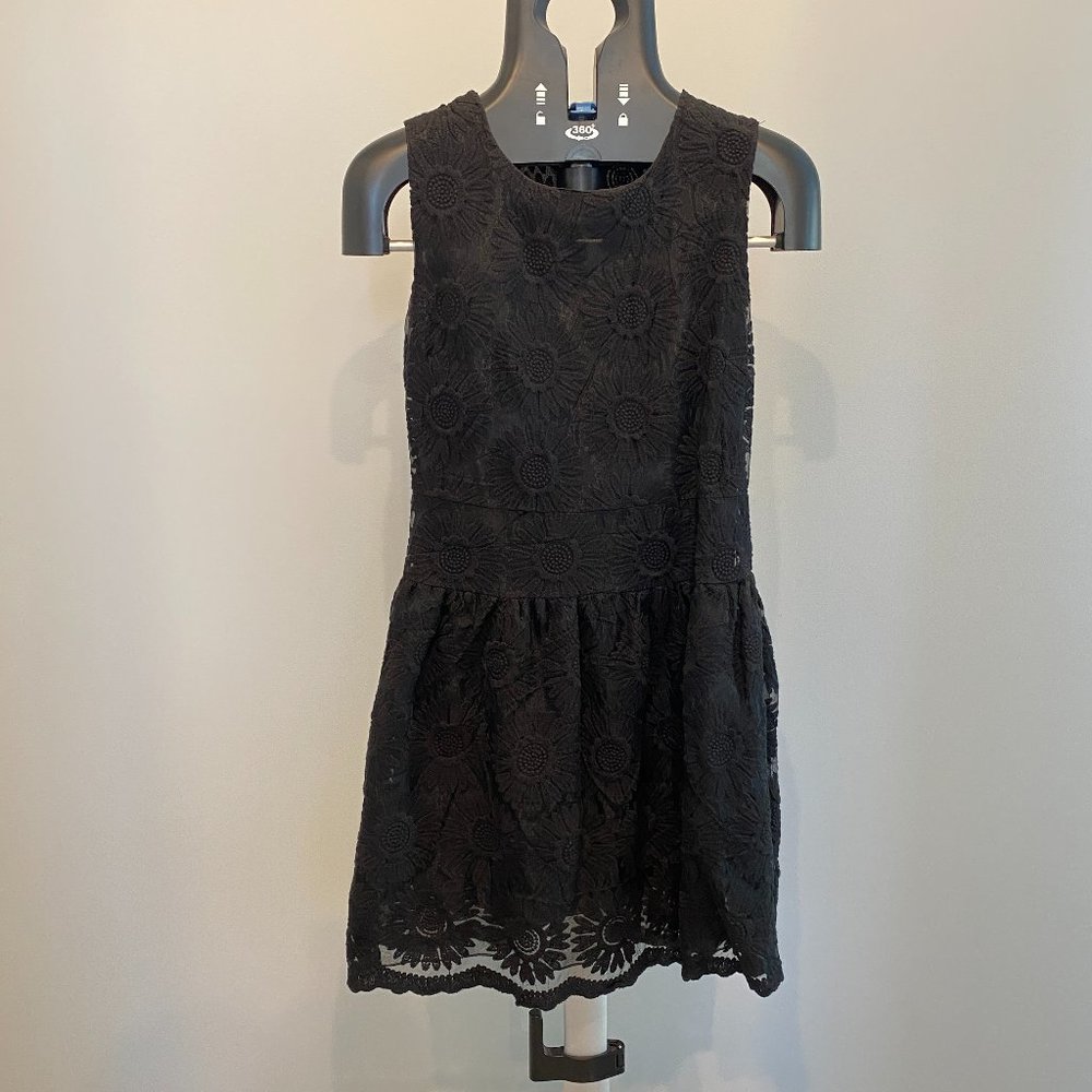 Aqua Black Lace/Embroidered Party Dress